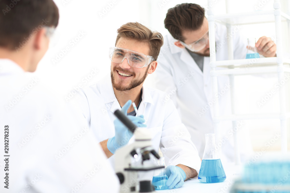 Wall mural background image science team in the lab