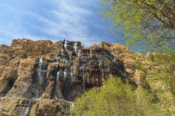 Waterfall in Dasht Arjan village. Iran