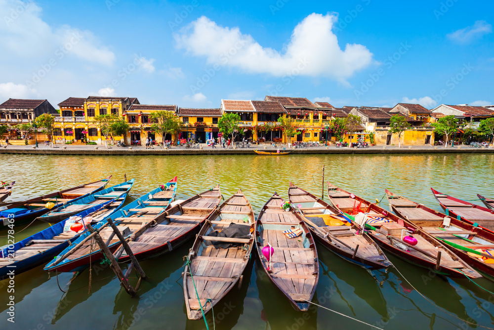 Wall mural hoi an ancient town riverfront