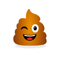 Cute funny poop. Emotional shit icon