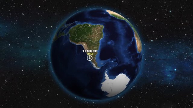 CHILE TEMUCO ZOOM IN FROM SPACE