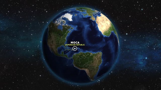 DOMINICAN REPUBLIC MOCA ZOOM IN FROM SPACE