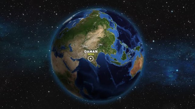 INDIA DAMAN ZOOM IN FROM SPACE