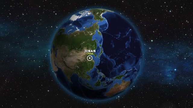 CHINA JINAN ZOOM IN FROM SPACE