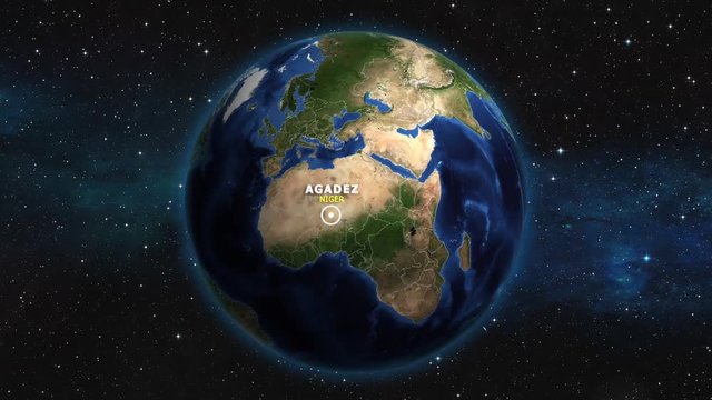 NIGER AGADEZ ZOOM IN FROM SPACE