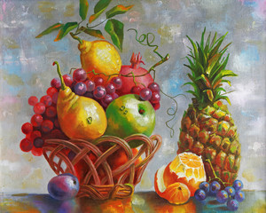 Painting. Still life with pineapple. Author: Nikolay Sivenkov.
