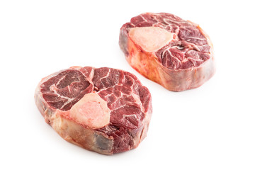 Raw beef shank isolated on white background