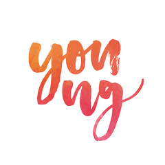 Lettering with phrase Young. Vector illustration. watercolor