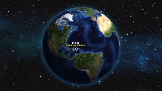 DOMINICAN REPUBLIC MAO ZOOM IN FROM SPACE