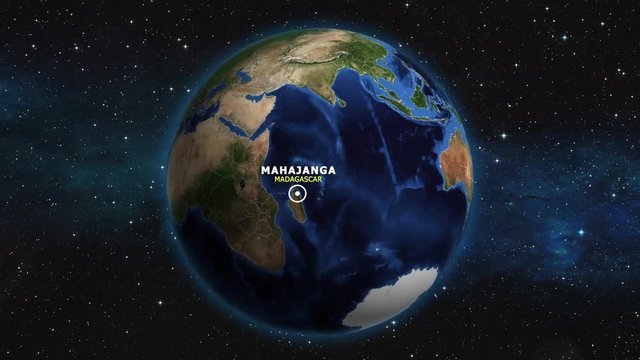 MADAGASCAR MAHAJANGA ZOOM IN FROM SPACE