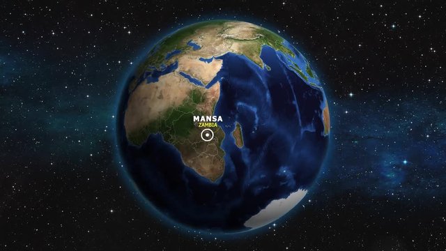 ZAMBIA MANSA ZOOM IN FROM SPACE