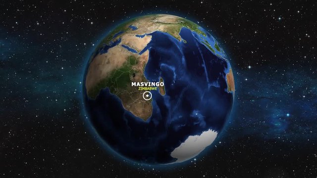 ZIMBABWE MASVINGO ZOOM IN FROM SPACE