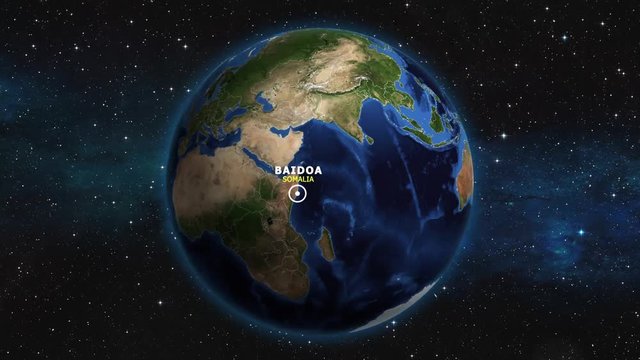 SOMALIA BAIDOA ZOOM IN FROM SPACE