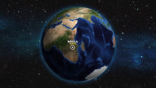 ZAMBIA NDOLA ZOOM IN FROM SPACE