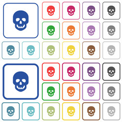 Human skull outlined flat color icons