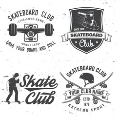 Skateboard club badge. Vector illustration. © sivvector