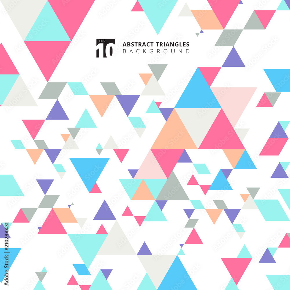 Poster abstract modern colorful triangles pattern elements on white background with copy space.