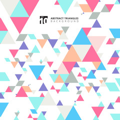 Abstract modern colorful triangles pattern elements on white background with copy space.