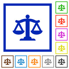 Scale of law flat framed icons