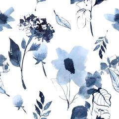 Wallpaper murals Blue and white Seamless watercolor pattern