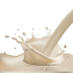 Abstract realistic milk drop with splashes