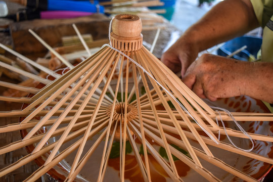The Local Umbella made by woo and mulberry paper from Chiang Mai Thailand