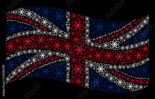waving english state flag on a black background vector atom design atomdesign
