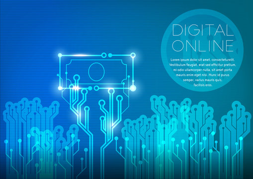 Banknote icon with Circuit background concept