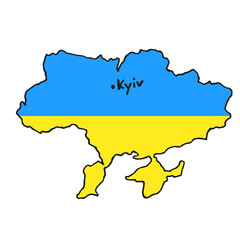 Obraz premium Map Ukraine. Vector illustration. Flag color icon.