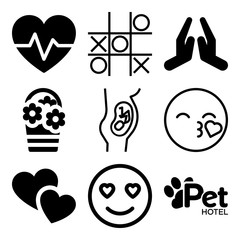 Vector icon set  about love with 9 icons related to icon, valentine, wedding, romance and grid