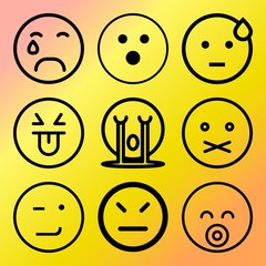 Vector icon set  about emoticon with 9 icons related to isolated, collage, like, facial and attractive