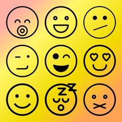 Vector icon set  about emoticon with 9 icons related to web, man, comic, mind and collage