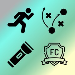 Vector icon set  about fitness and sport with 4 icons related to speed, world, moscow, run and wellness