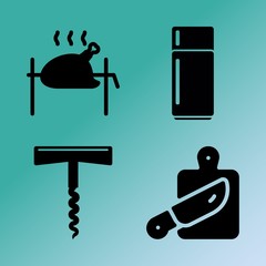 Vector icon set  about kitchen with 4 icons related to retro, background, space, business and sign