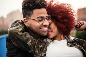 Romantic young afro couple having fun