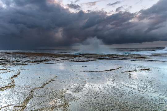 Stormy Rock Shelf Seascape