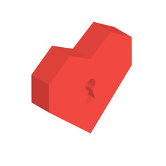 Isometric Heart Lock in Vector
