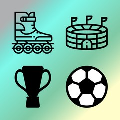 Vector icon set  about fitness and sport with 4 icons related to wallpaper, childhood, shiny, russia and champion