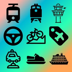 Vector icon set  about transport with 9 icons related to ride, luxury, tourist, famous and water