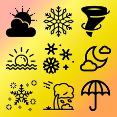 Vector icon set  about weather with 9 icons related to background, design, science, texture and overlay