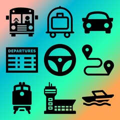Vector icon set  about transport with 9 icons related to lounge, background, perspective, nature and ocean