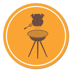 Barbecue grill with chicken icon