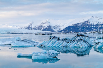 Fototapeta na wymiar Icebergs in Jokulsarlon glacial lagoon, Iceland