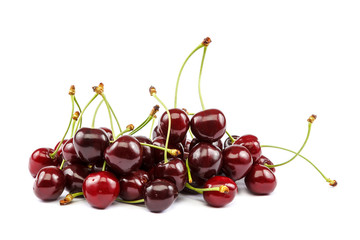 Fruits of a sweet cherry on white background.