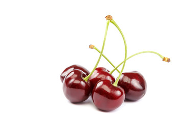 Fruits of a sweet cherry on white background.