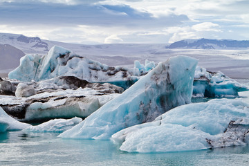 Fototapeta na wymiar Icebergs in Jokulsarlon glacial lagoon, Iceland