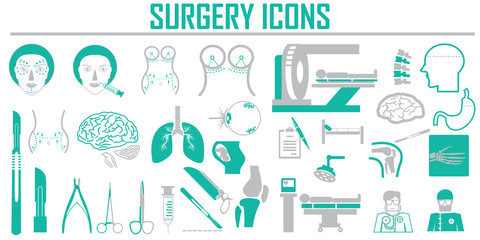 surgery  plastic vector icon set.