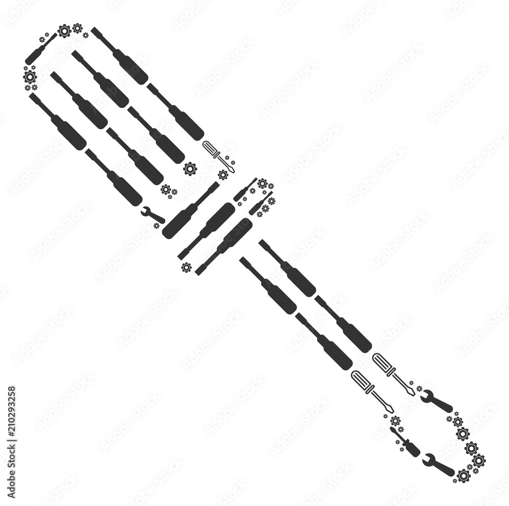 Aufkleber contour screwdriver composition of service tools. vector contour screwdriver icon is organized with 