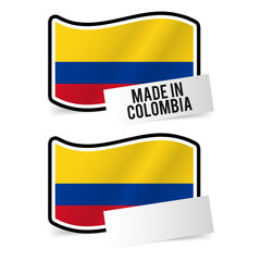 Obraz premium Made in Colombia Flag and white empty Paper. Esp10 Vector.