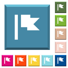 Fototapeta premium Flag white icons on edged square buttons